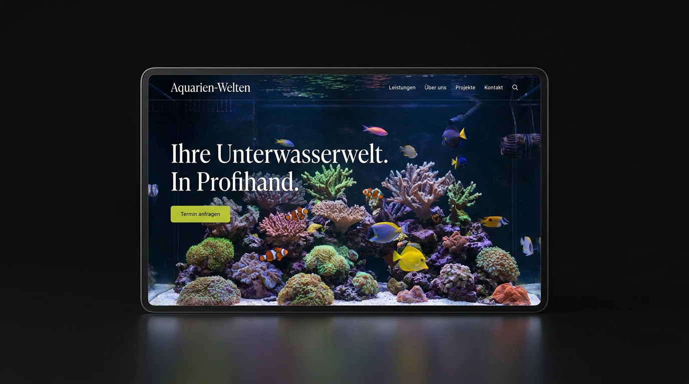 Neue Hero-Sektion der Aquarien-Welten-Webseite